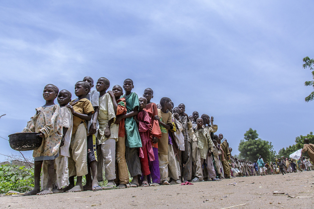 Displaced Children Wait For Food At A Camp In Borno State Nigeria