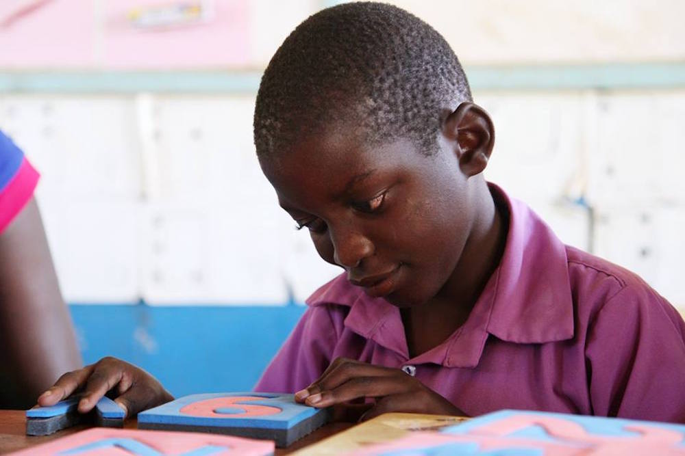 Ugandan Boy Aggrey Aged Six Learns Letters And Numbers At Buckley High School Deafblind Unit