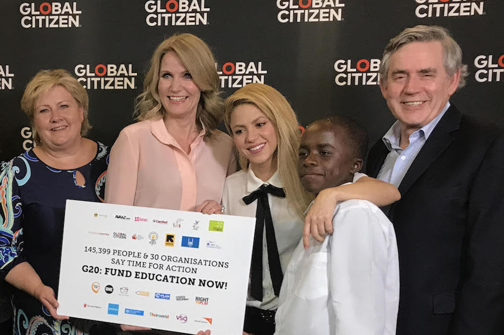 Erna Solberg Shakira And Gordon Brown At Global Citizen Festival