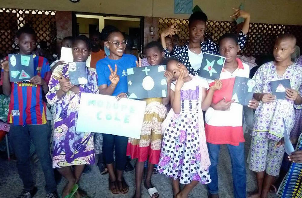 Gya Olowo Omotoke With Children At Modupe Cole Home For Disabled Children In Nigeria