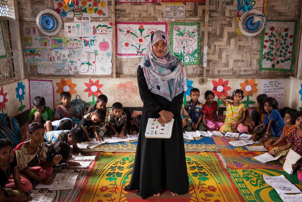 Teacher Shahera Begum At Child Learning Centre For Rohingya Children