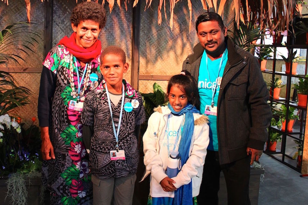 Timoci Naulusala And Shalvi Shakshi From Fiji With Parents At Cop23 Conference In Germany