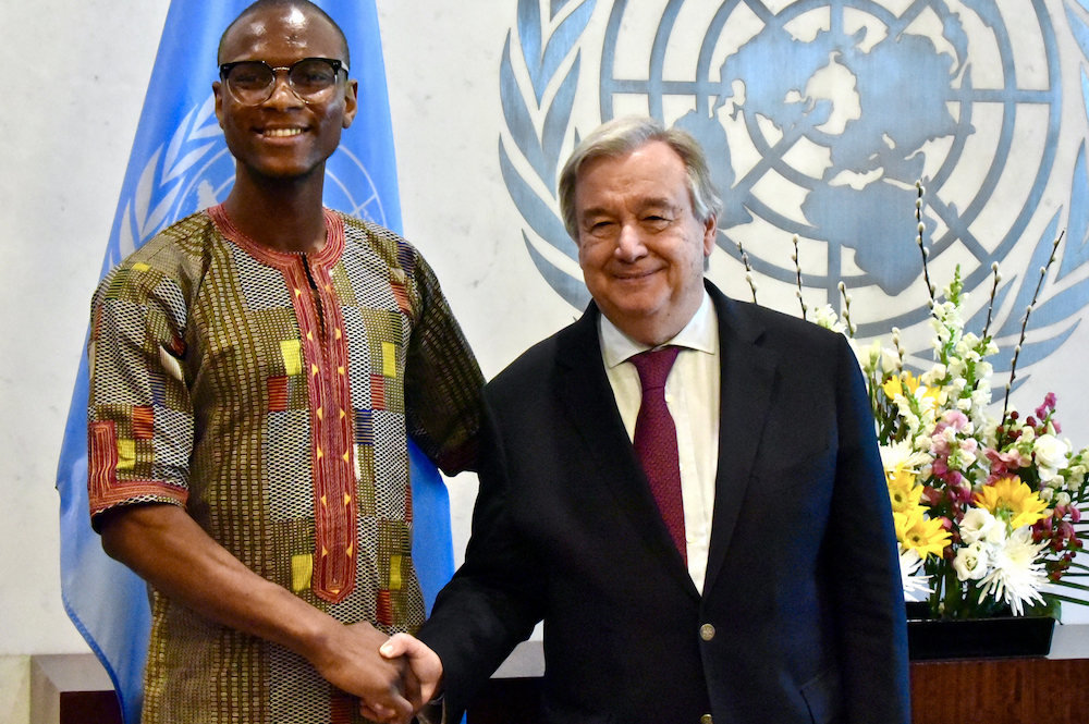 Ousmane Ba Gya From Sierra Leone With Antonio Guterres At Iffed Handover
