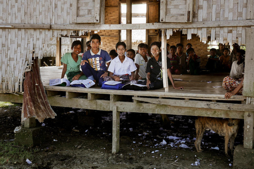 Children At Temporary Learning Space In A Camp In Rakhine State In Myanmar