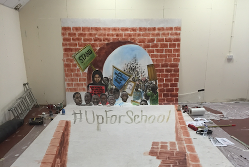 A World at School youth rally mural at Oslo education summit