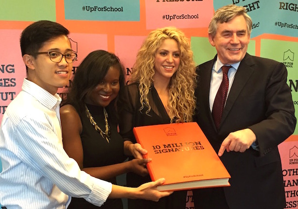 Benedict Joson with Shakira and Gordon Brown and the #UpForSchool Petition