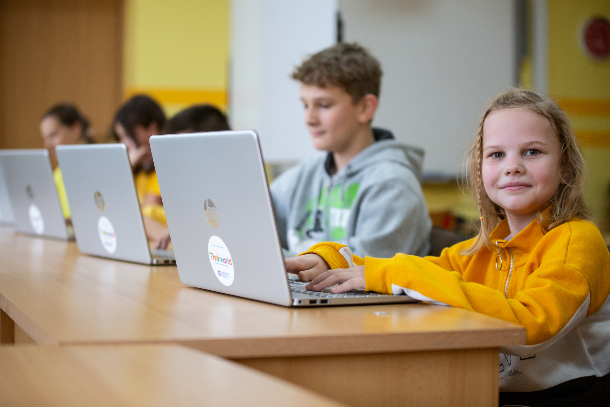 Eleven-year-old Agnieszka uses a laptop provided through the Digital Equity for Ukraine project (Theirworld/Robert Wilk)